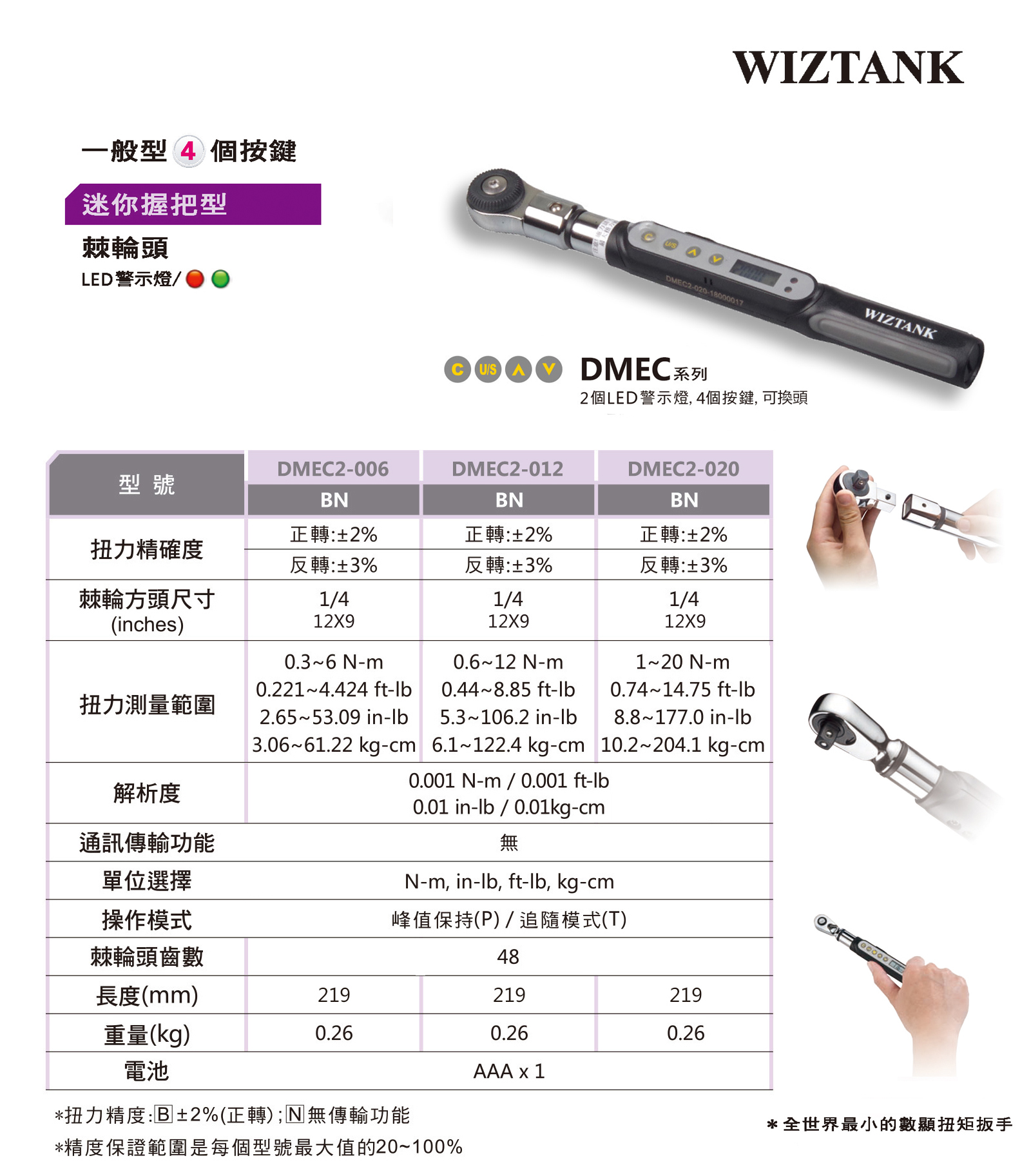 DMEC系列微型可换头数显扭力扳手