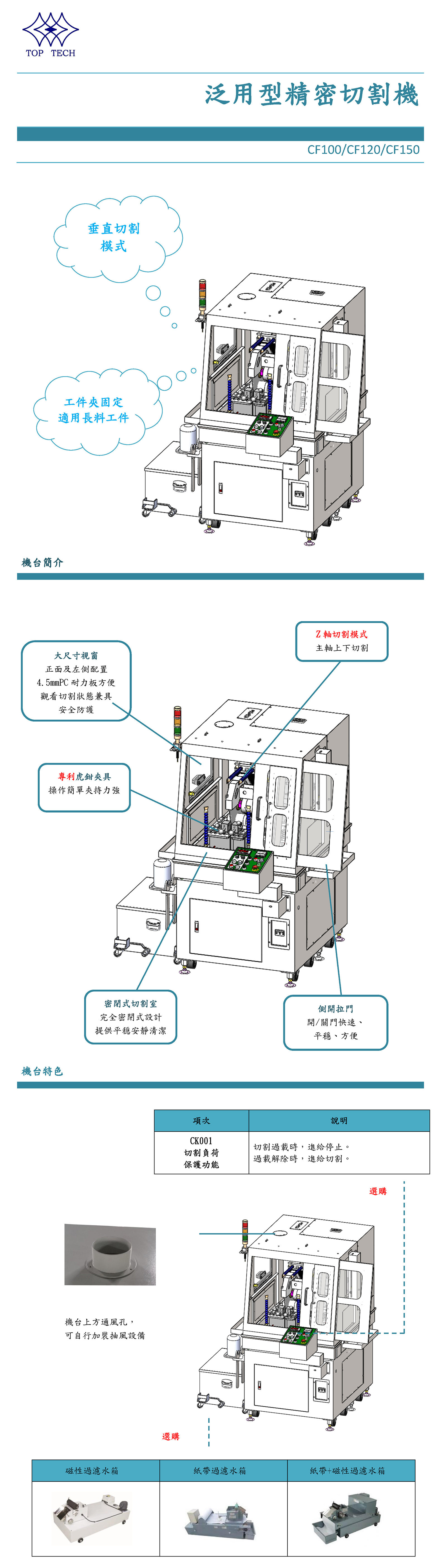 CF100/CF120/CF150泛用型精密切割机1