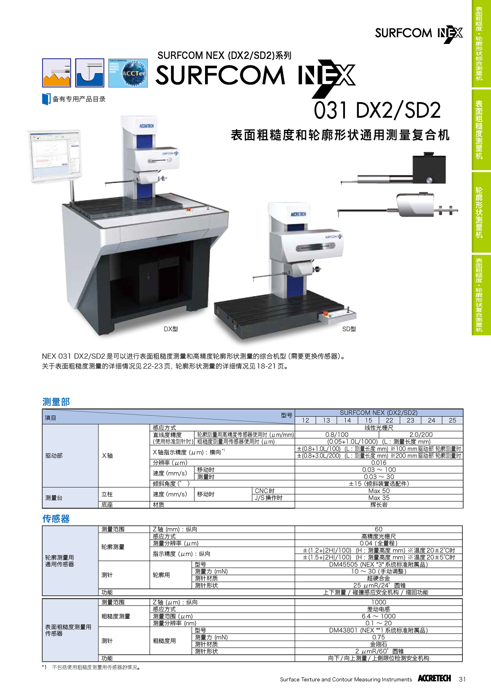 表面粗糙度轮廓形状综合测量机SURFCOM NEX031 DX2/SD2